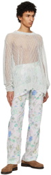 young n sang White Printed Trousers
