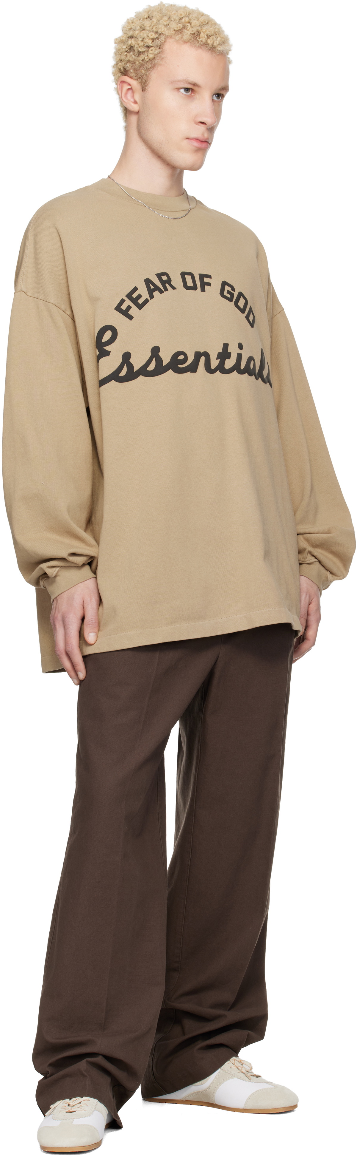 Fear of God ESSENTIALS Beige Training 90s Long Sleeve T-shirt