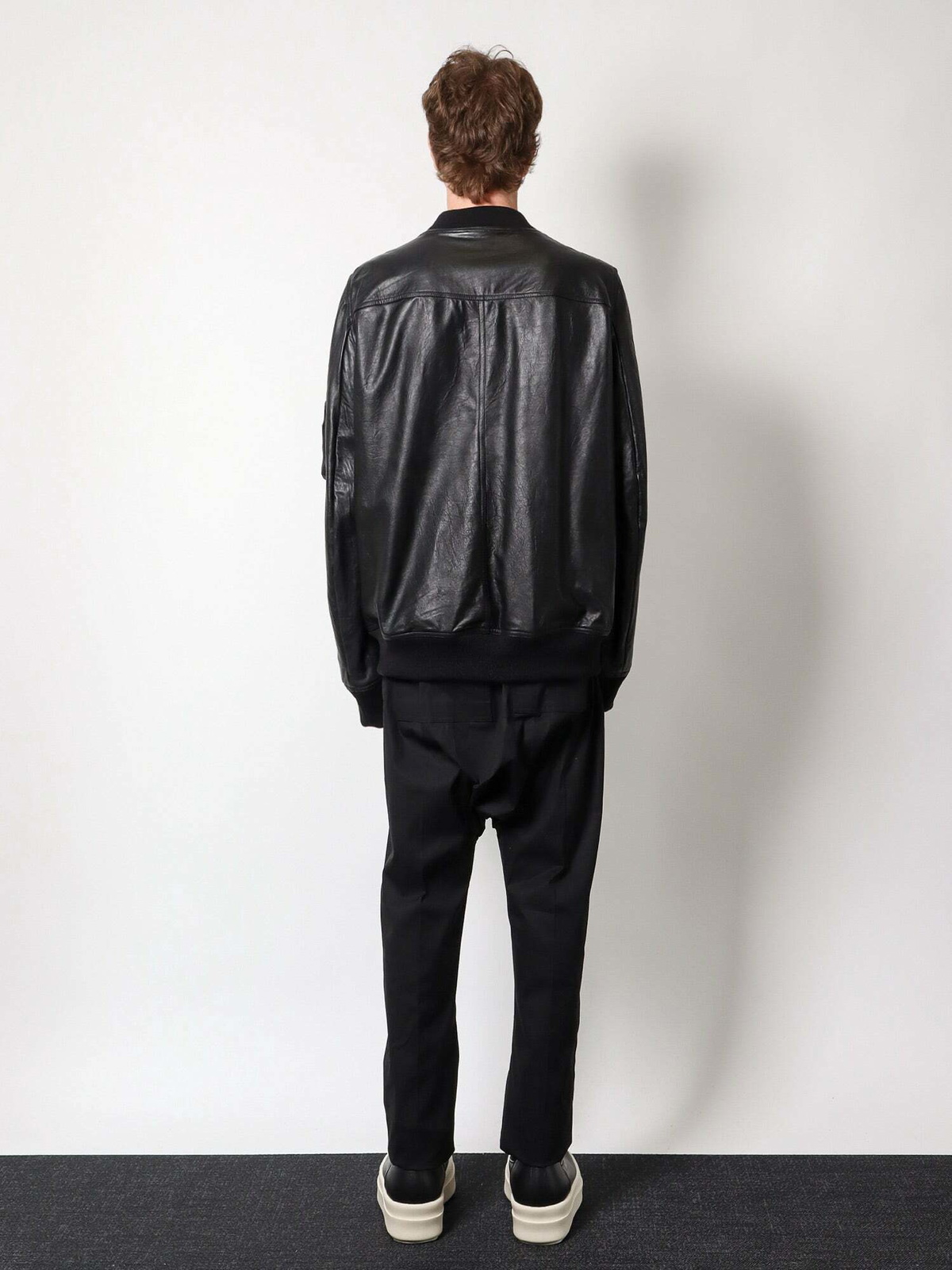 (正規店出品)RICK OWENS MEN CLASSIC FLIGHT JACKET BLACK RICK OWENS Classic Flight Oversized Webbing-Trimmed
