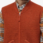 Universal Works Men's Wool Fleece Zip Waistcoat in Orange