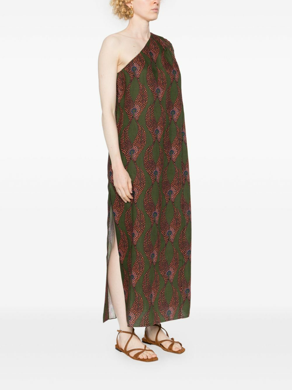 Maison La Plage Green Ravello One-Shoulder Dress