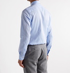 Brioni - Cutaway-Collar Herringbone Cotton Shirt - Blue