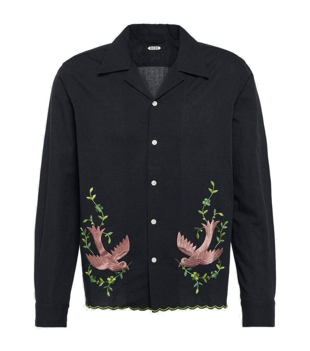 Bode Rosefinch embroidered linen shirt Bode