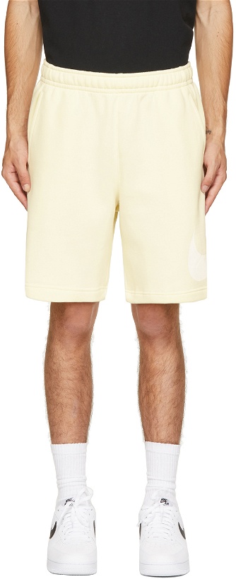 Photo: Nike Yellow & White Fleece Sportswear Club Shorts