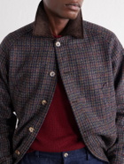 De Bonne Facture - Checked Corduroy-Trimmed Wool-Tweed Jacket - Brown