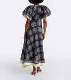 Alémais Banderra floral linen midi dress