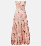 Emilia Wickstead Kaia floral satin bustier dress