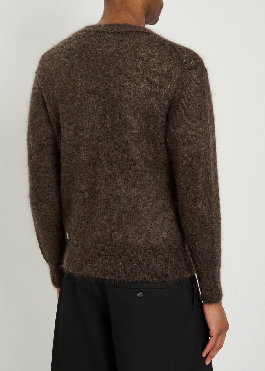Vowels V-neck Mohair-blend Cardigan Brown
