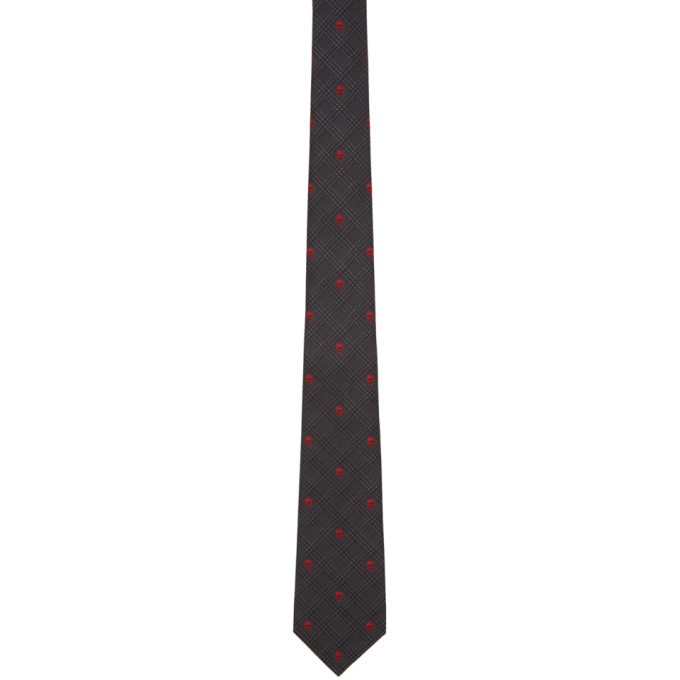 Photo: Alexander McQueen Black and Red Prince of Wales Skull Tie