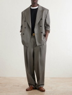 Versace - Double-Breasted Pinstriped Wool-Twill Blazer - Gray