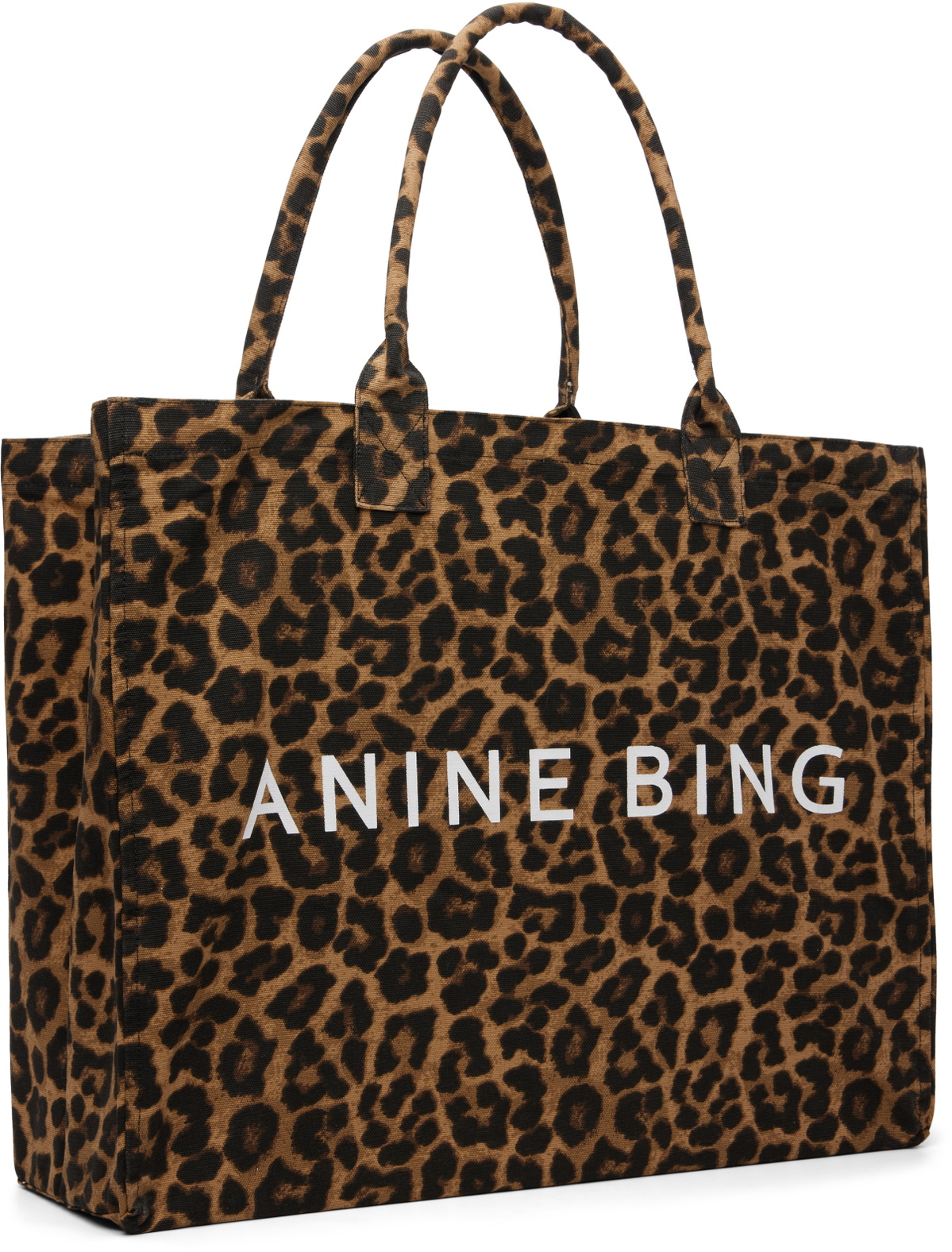 ANINE BING Black & Tan Leo Tote