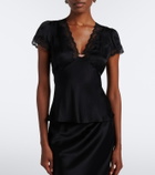 Rixo Karia lace-trimmed satin top