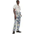 Bode Blue and White Denim Patchwork Jumpsuit