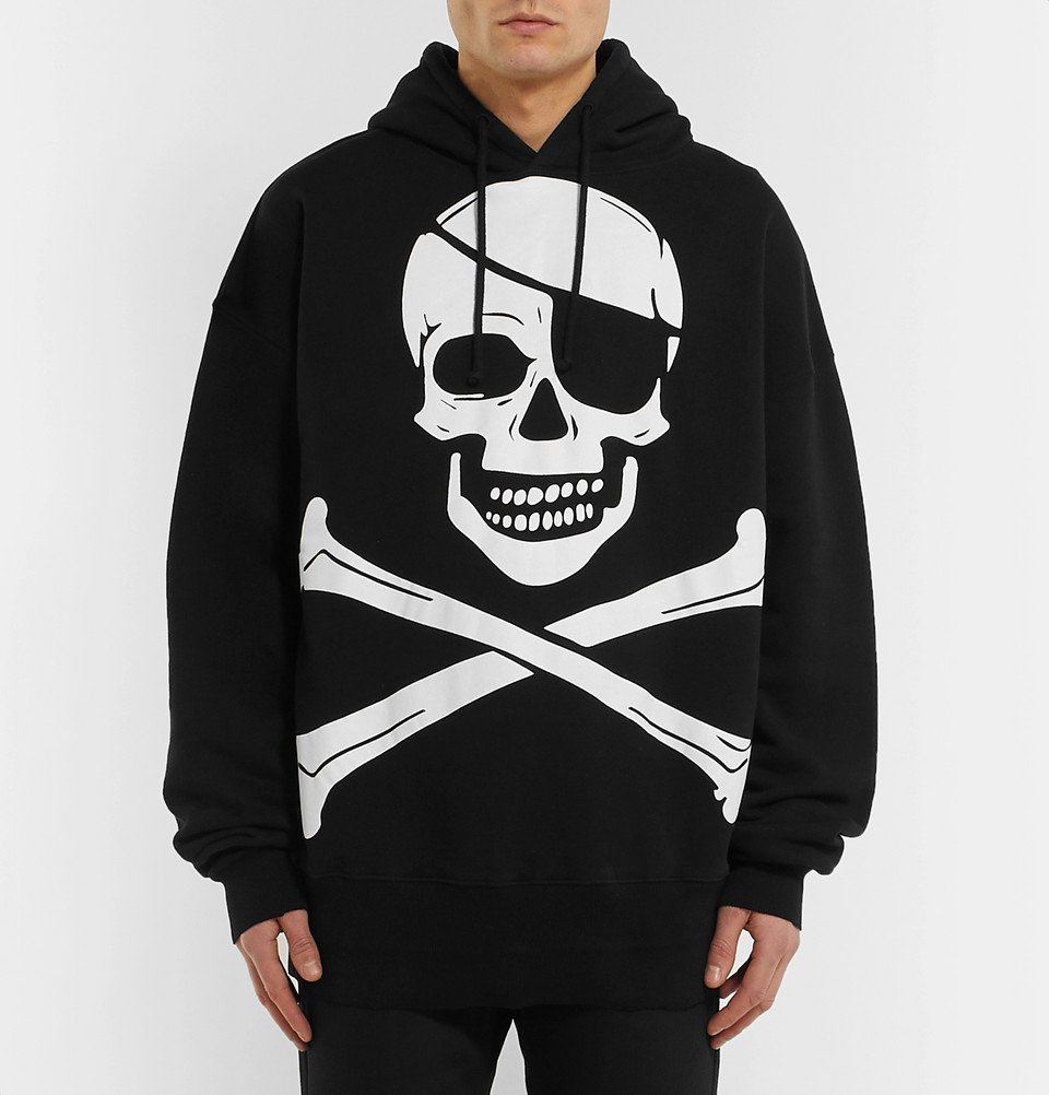 Vetements - Oversized Printed Fleece-Back Cotton-Jersey Hoodie - Men - Black