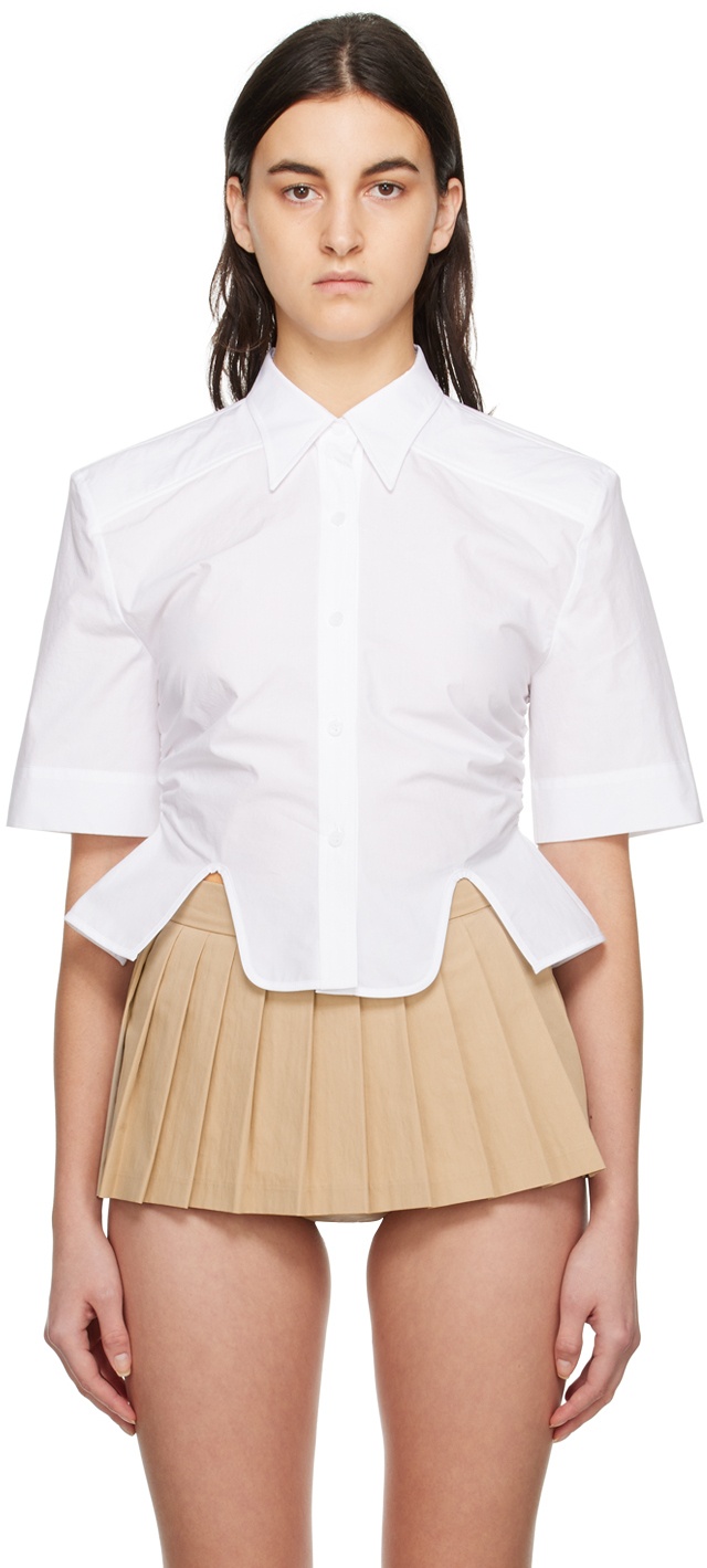 Pushbutton White Asymmetrical Shirt Pushbutton