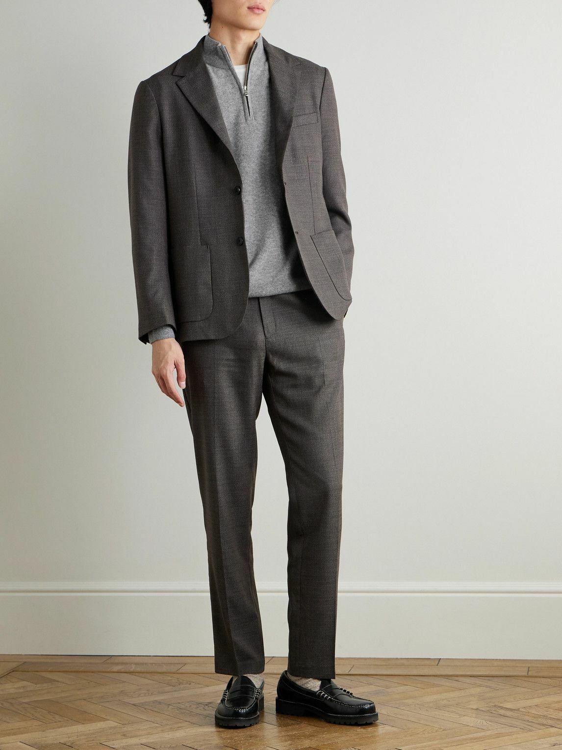 Sunspel - Cashmere Half-Zip Sweater - Gray
