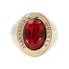 Alexander McQueen Gold and Red Logo Ring