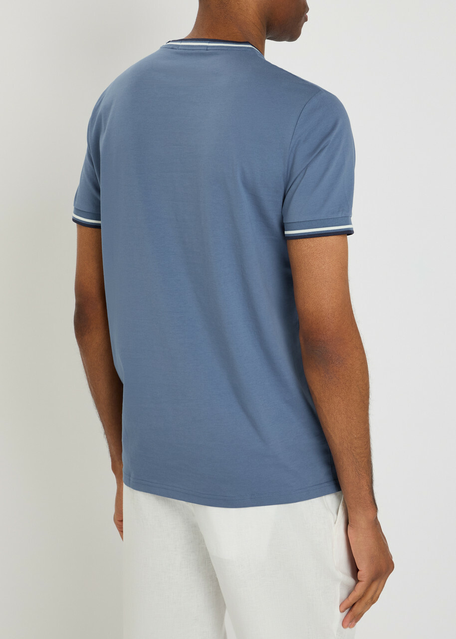Fred Perry Logo-embroidered Cotton T-shirt Blue