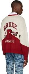 Rhude Off-White & Red Grand Prix Cardigan