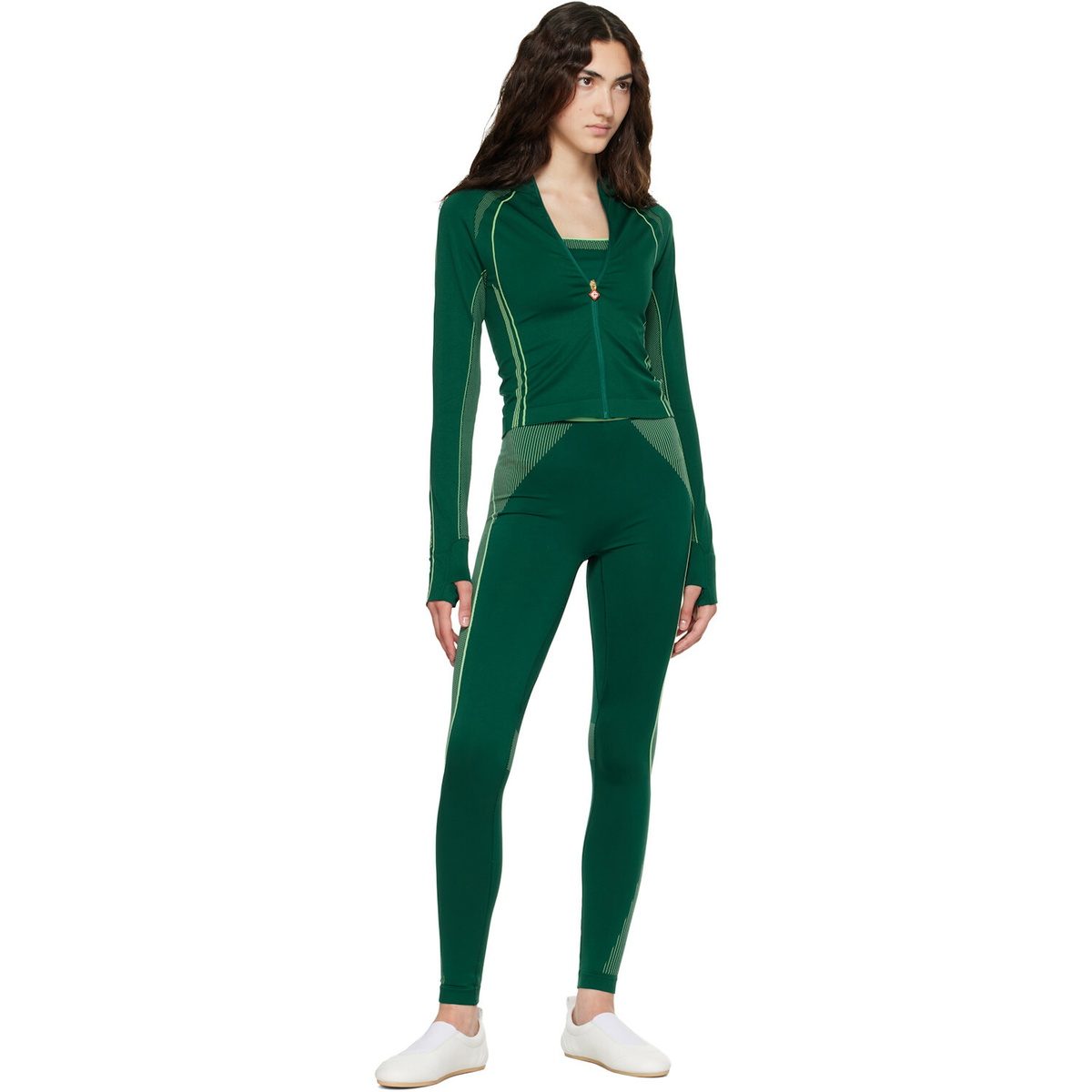 Casablanca Green Seamless Zip‑Up Track Jacket