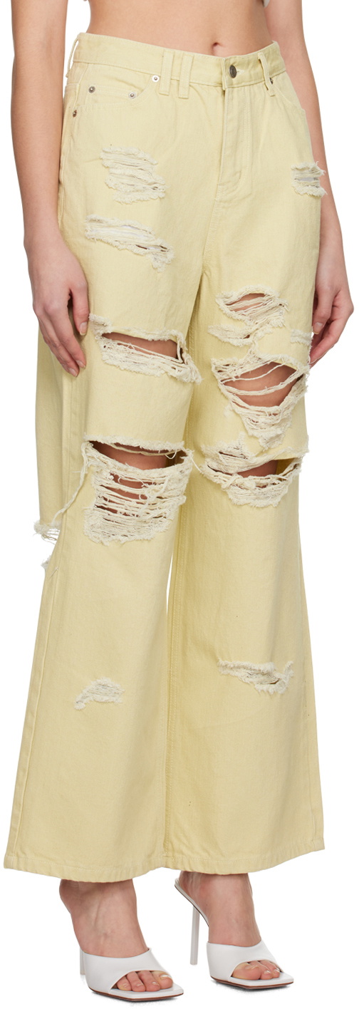 lesugiatelier Yellow Distressed Jeans
