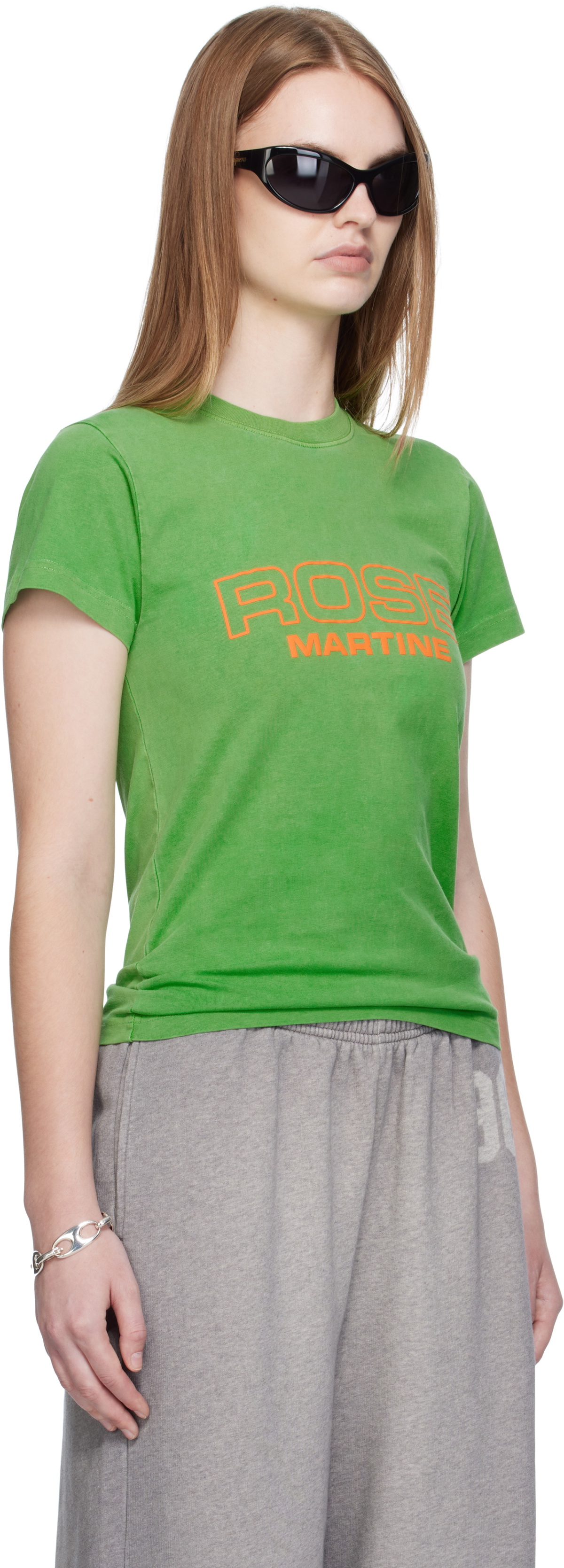 Martine Rose Green Shrunken T-shirt