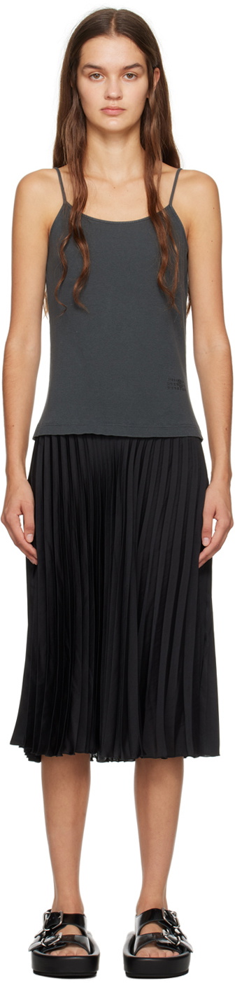 MM6 Maison Margiela Gray Pleated Midi Dress MM6 Maison Margiela