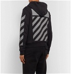 Off-White - Glow-In-The-Dark Printed Loopback Cotton-Jersey Hoodie - Black