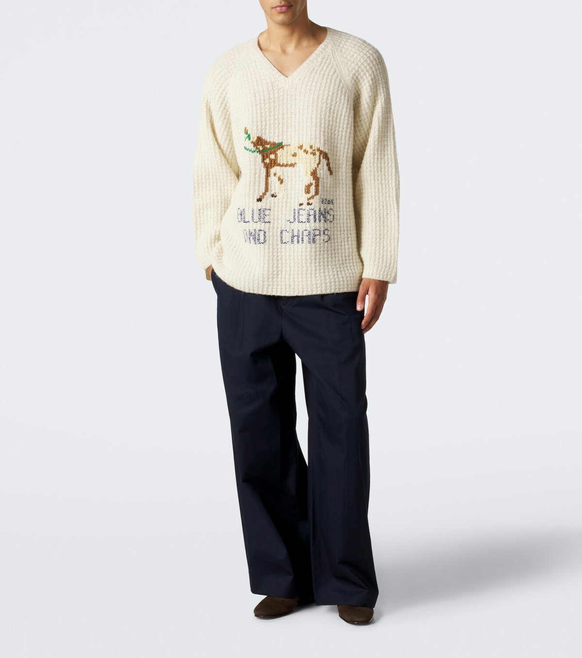 Bode Show waffle-knit intarsia wool sweater