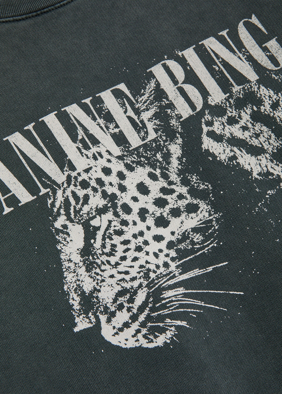 Anine Bing Spencer Printed Cotton Sweatshirt Black
