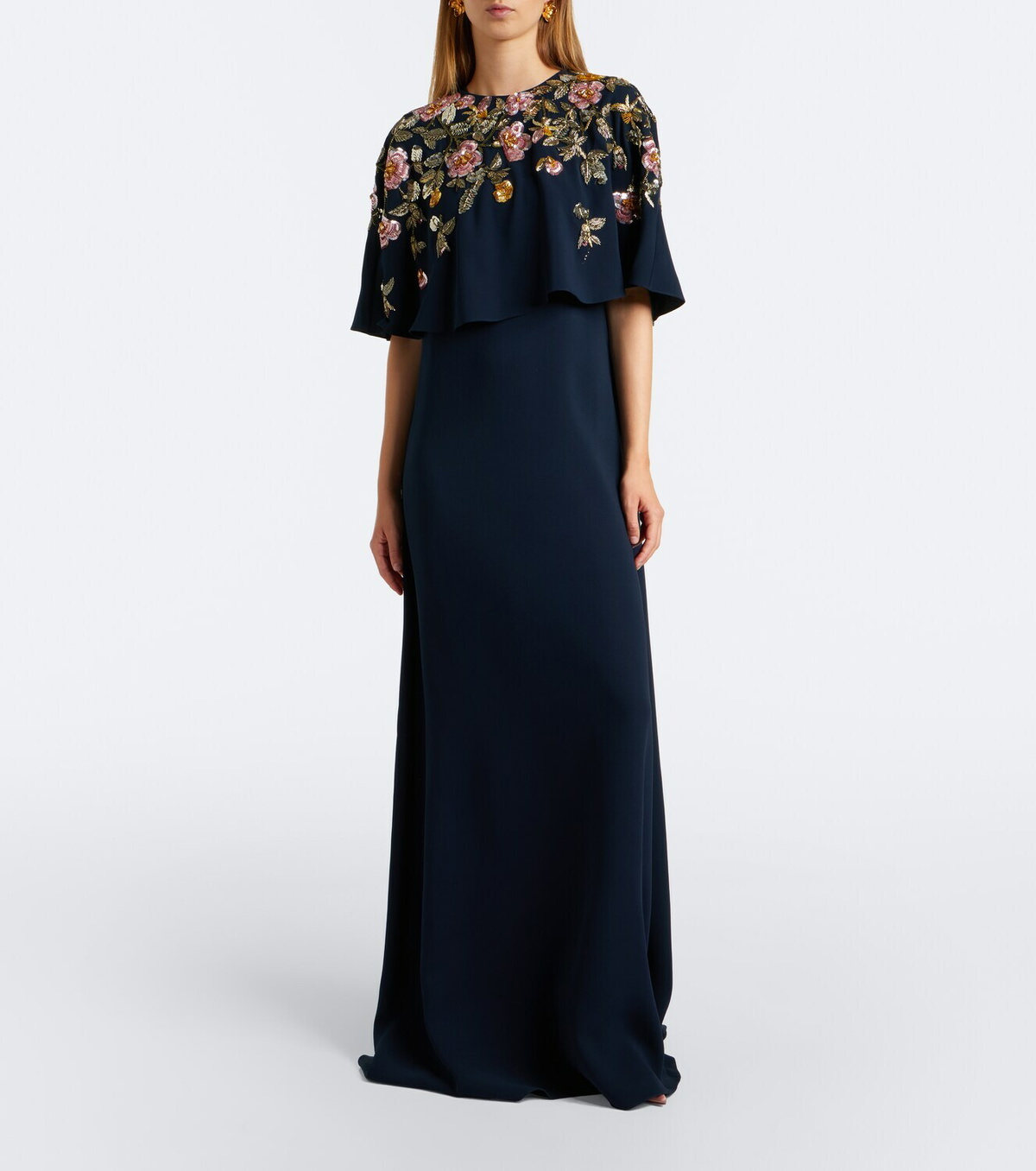 Oscar de la Renta Embellished silk-blend georgette gown