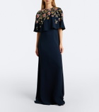 Oscar de la Renta Embellished silk-blend georgette gown
