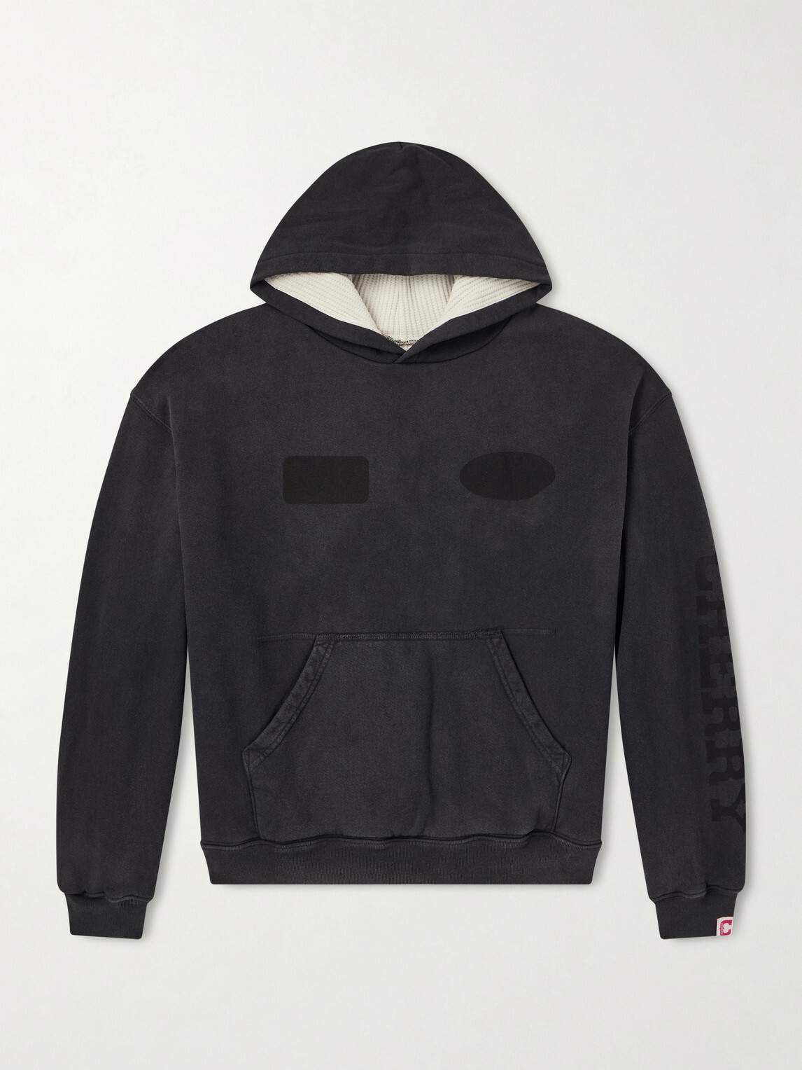 Cherry Los Angeles - Sun Faded Thermal Cotton-Fleece Hoodie - Black