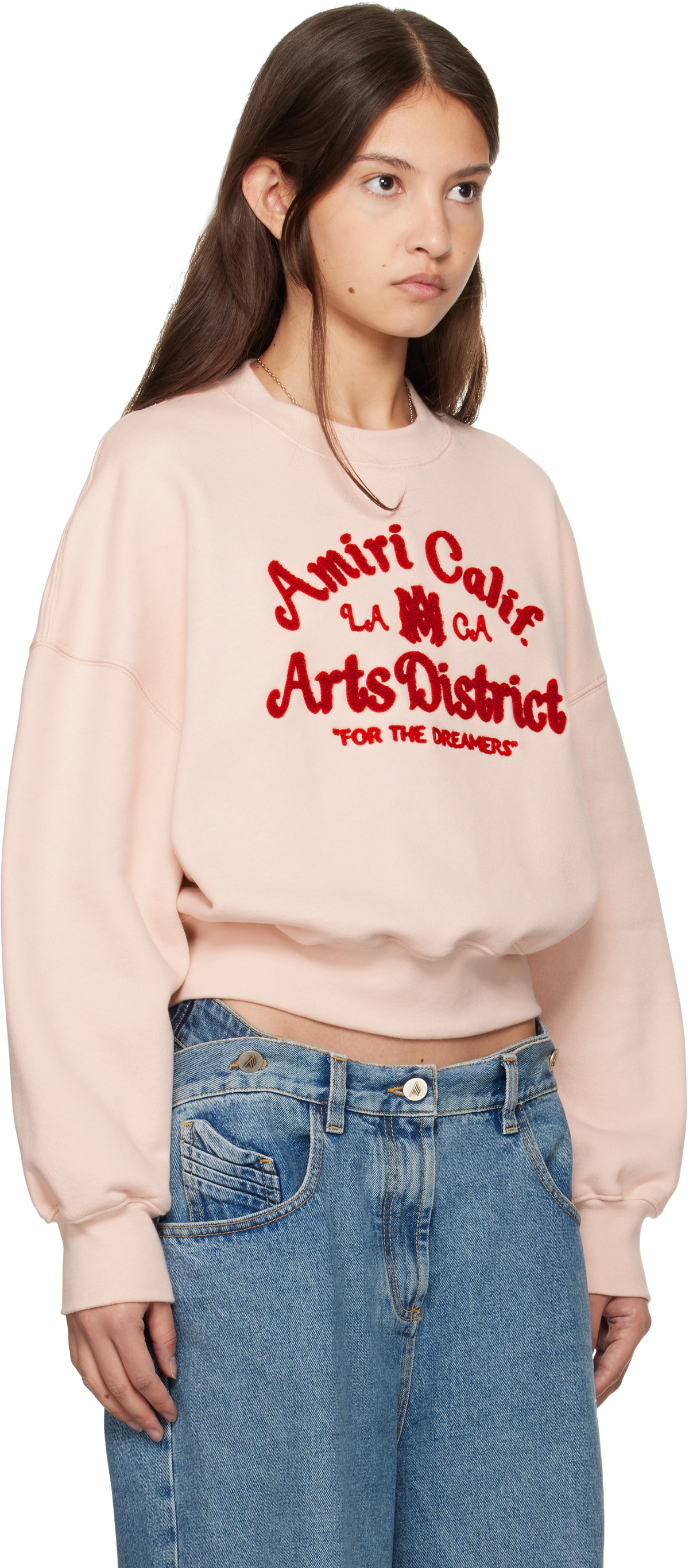 AMIRI Pink 'Arts District' Cropped Sweatshirt