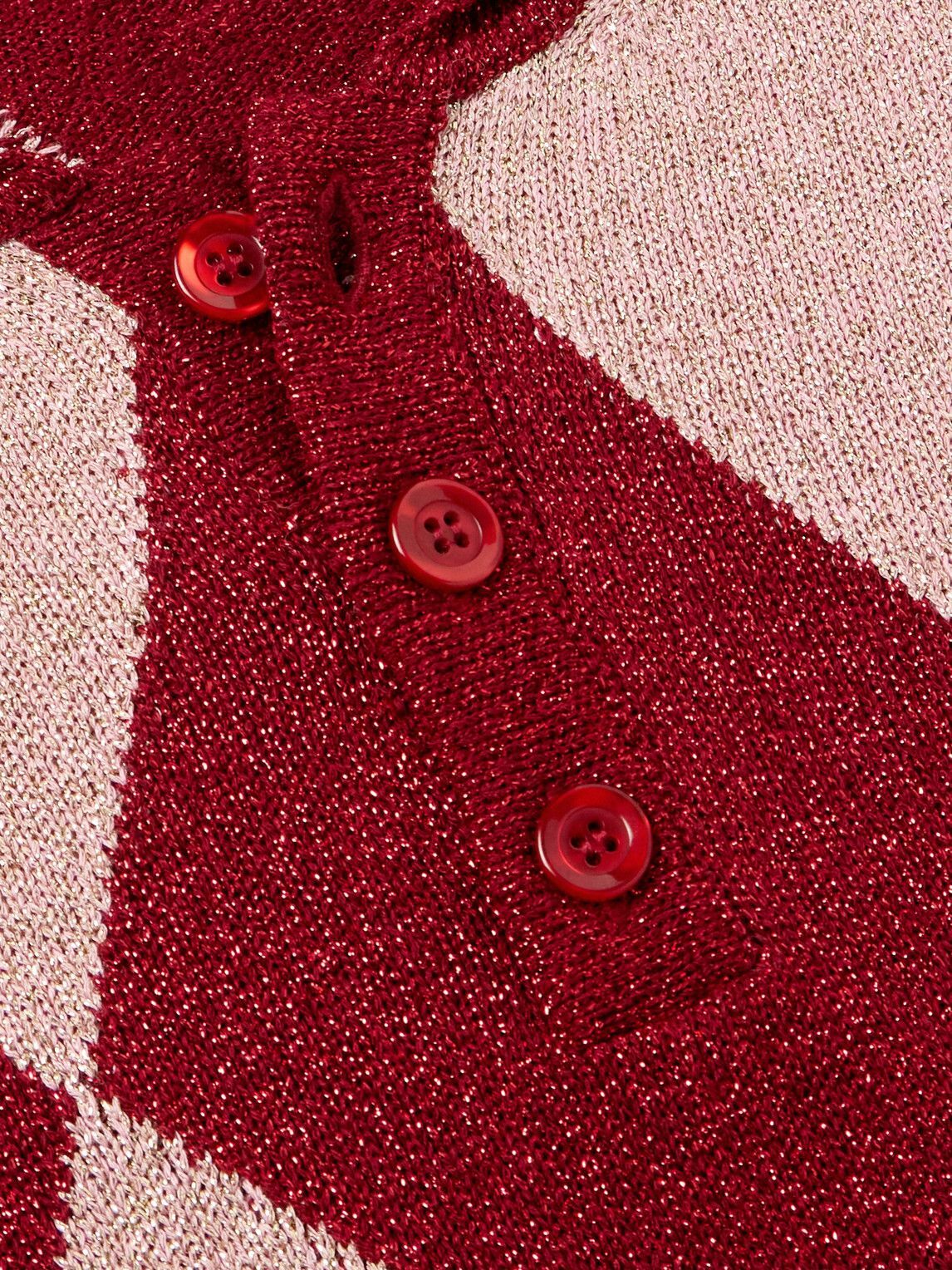 BODE - Argyle Metallic Jacquard-Knit Polo Shirt - Pink