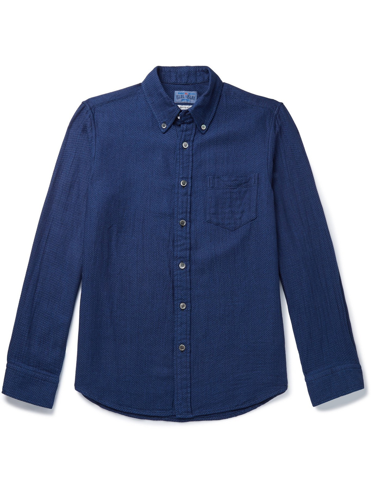 BLUE BLUE JAPAN - Yabane Button-Down Collar Cotton-Jacquard Shirt ...