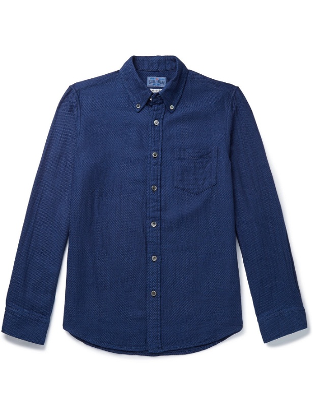 Photo: BLUE BLUE JAPAN - Yabane Button-Down Collar Cotton-Jacquard Shirt - Blue - S