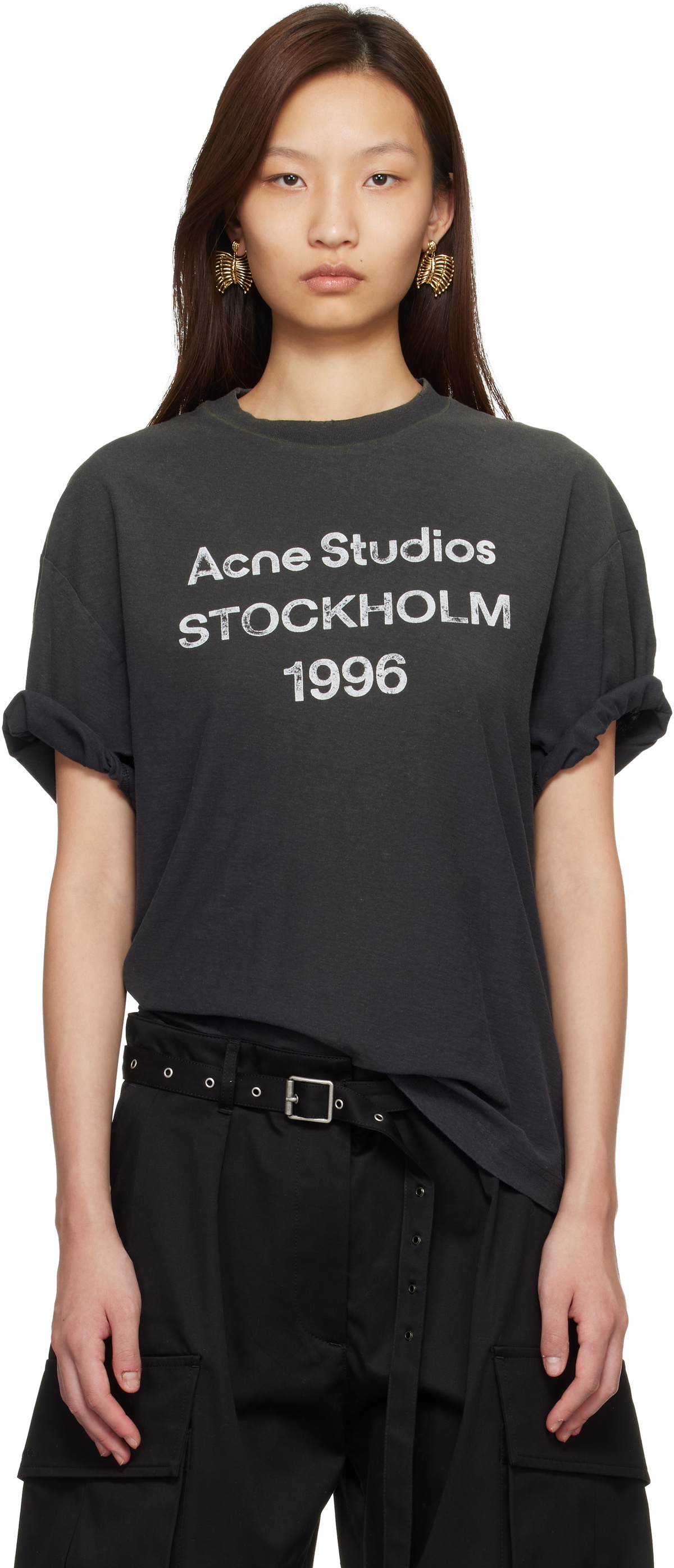 Acne Studios Black Relaxed Fit Logo T shirt Acne Studios acne-studios-black-relaxed-fit-logo-t-shirt-acne-studios