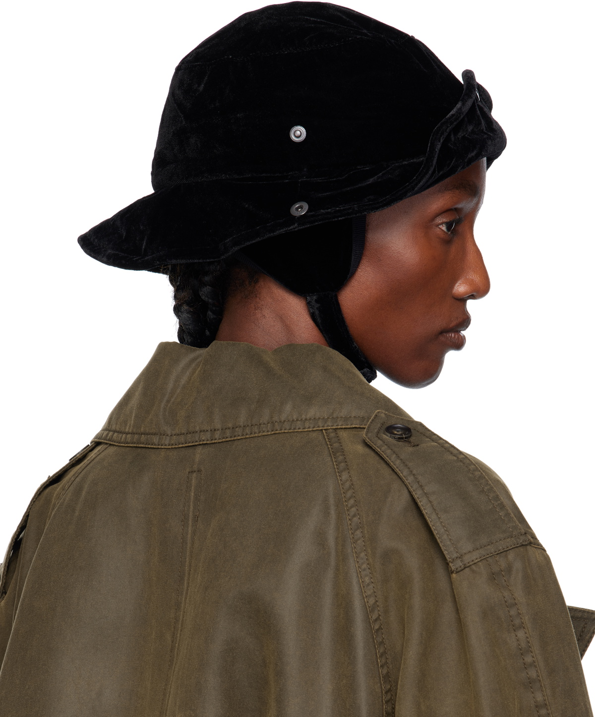 OPEN YY Black Detachable Ear Flap Bucket Hat