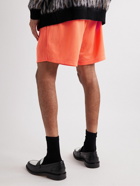 Throwing Fits - Straight-Leg Logo-Print Mesh Shorts - Orange