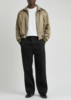 Saint Laurent Panelled Satin Bomber Jacket Green