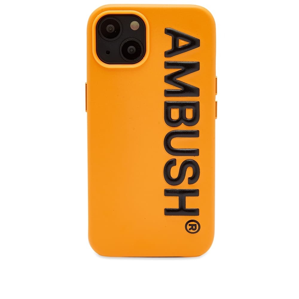 Photo: Ambush Men's Logo iPhone 13 Case in Ochre Yellow