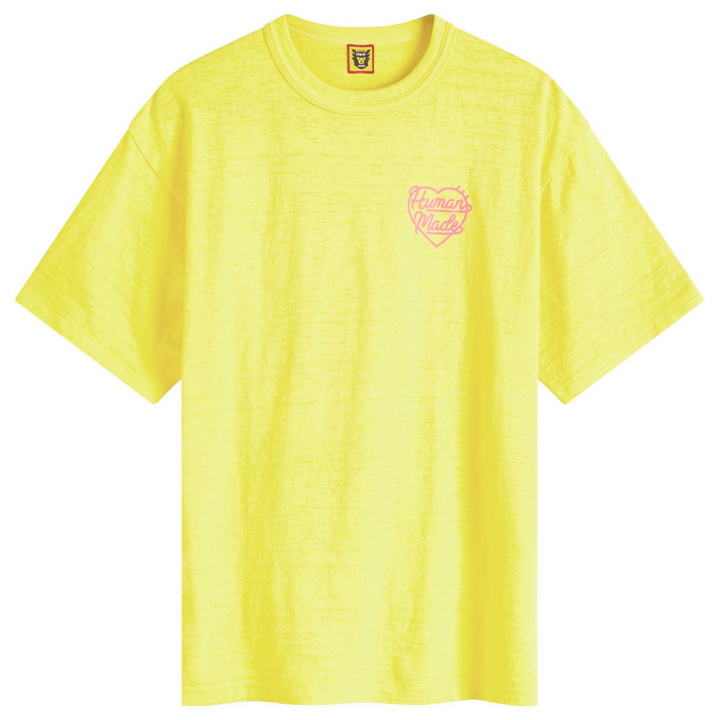 Photo: Human Made Men's Coloured Small Heart T-Shirt in Yellow