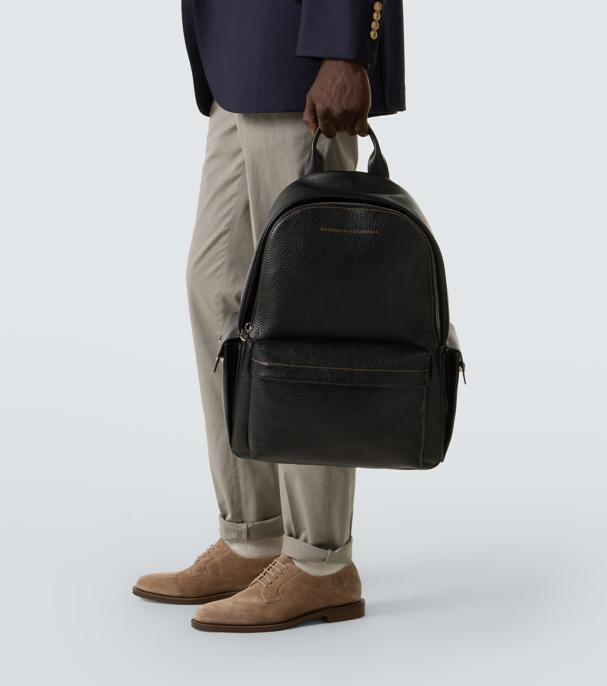 Brunello Cucinelli Logo leather backpack