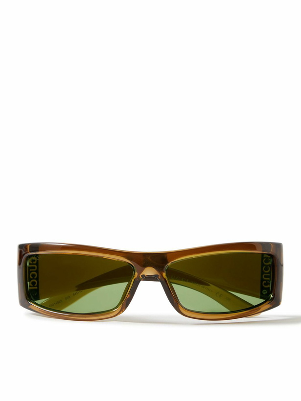 Photo: Gucci Eyewear - Injection Rectangular-Frame Acetate and Silver-Tone Sunglasses