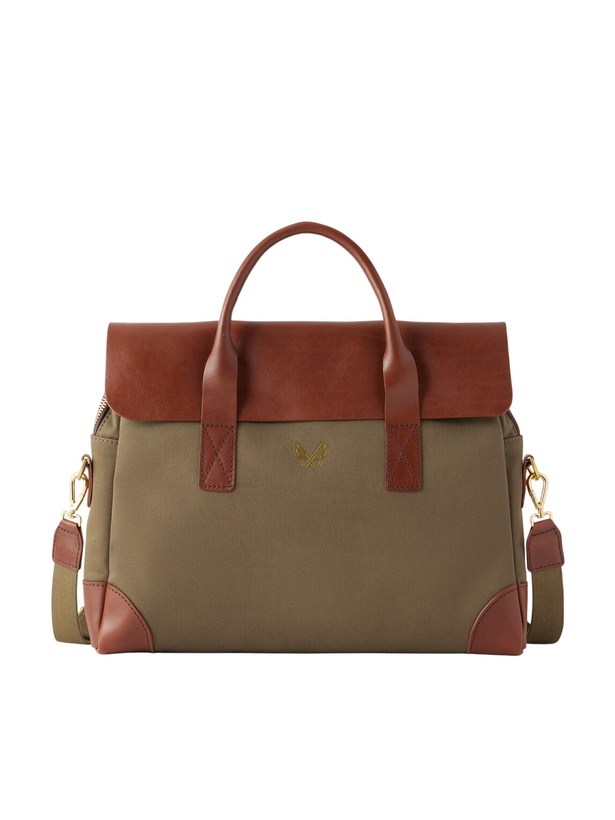 Photo: Bennett Winch - Leather-Trimmed Cotton-Twill Briefcase - Green