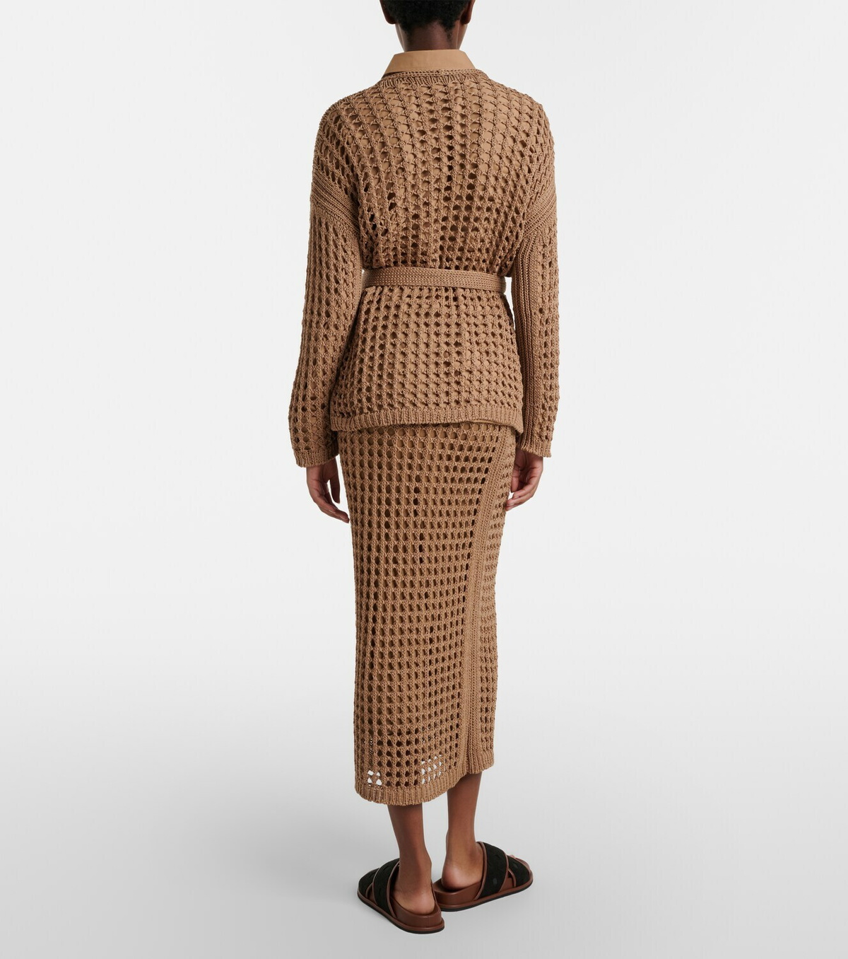 Max Mara Geode open-knit cotton midi skirt