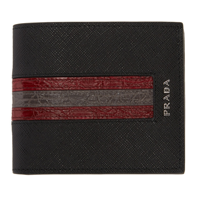 Prada Black Saffiano Leather Logo Wallet Prada