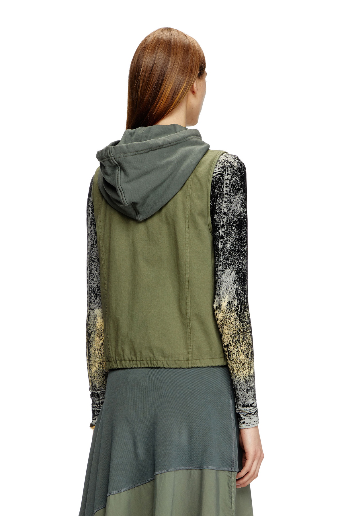 Diesel Hooded cargo vest in cotton twill - Jackets Womens in