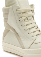 Rick Owens Geobasket Panelled Leather Sneakers White